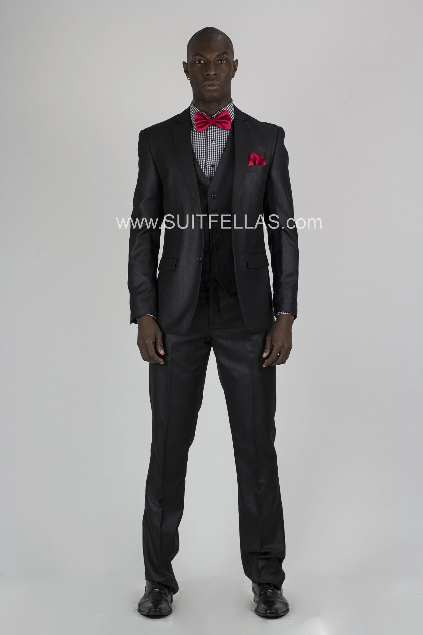 2 Button Notch Lapel Black Slim Fit Suit FF2SV-423