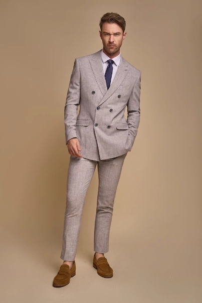 2-Piece Suit - Double Breasted Grey Men's Suit - Cavani Tokyo Grey Suit 2pc