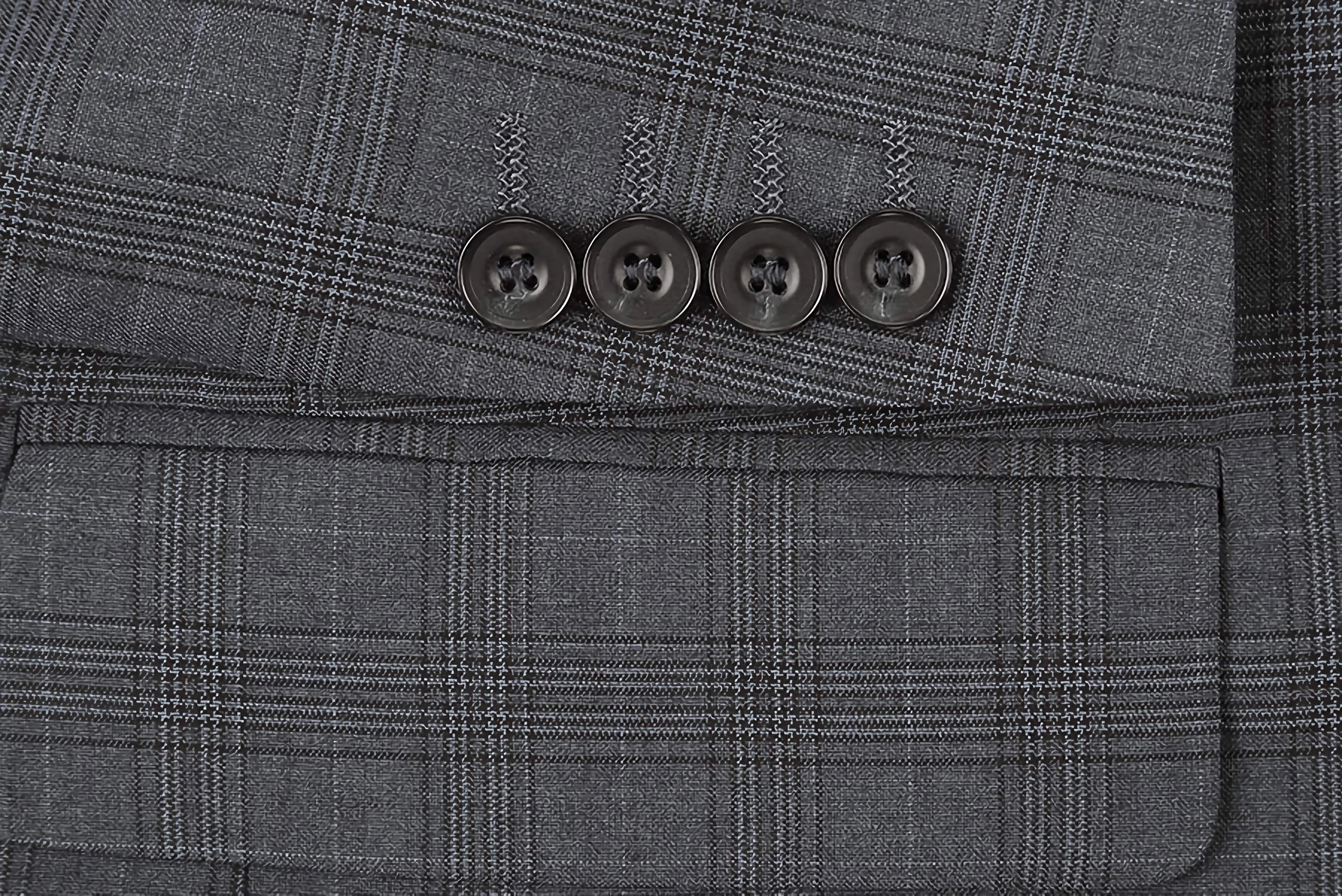 3 Piece Suit 2 Buttons Gray Glen Plaid Regular Fit