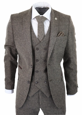 3 Piece Suit Double Breasted Tweed