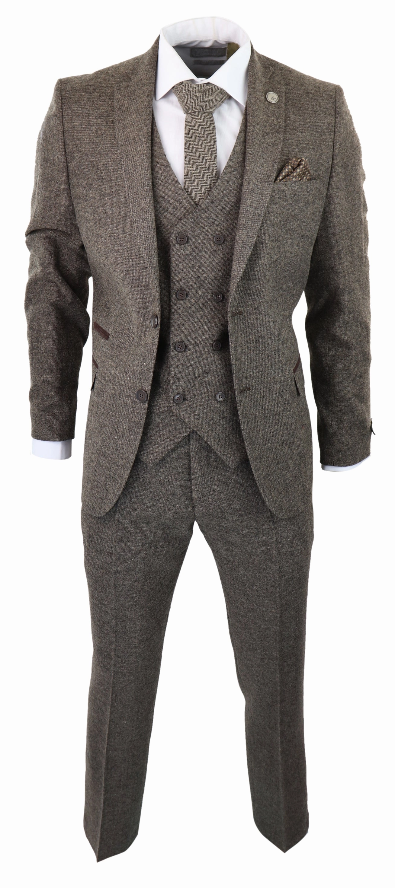 3 Piece Suit Double Breasted Tweed