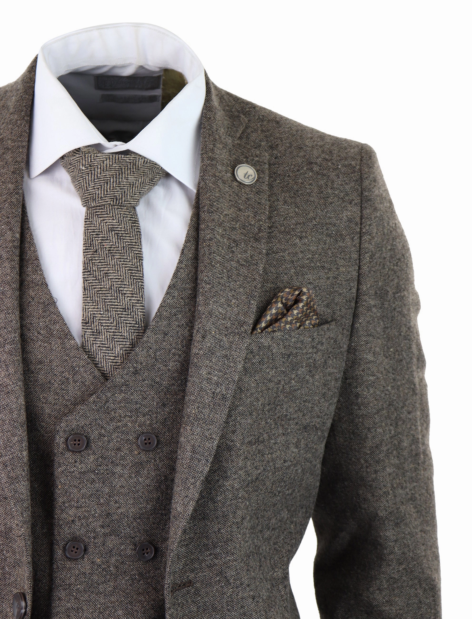 3 Piece Suit Double Breasted Tweed