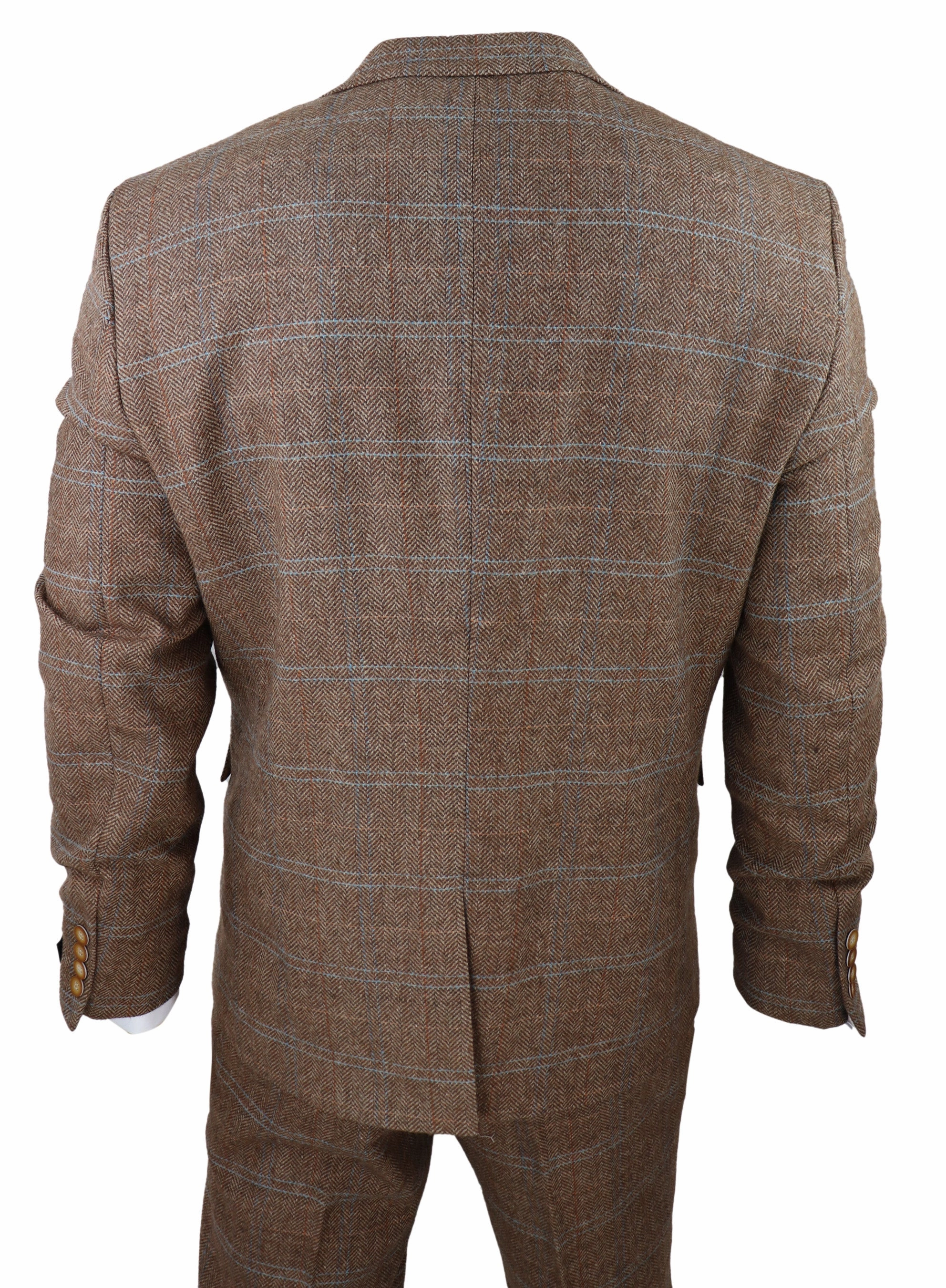 3 Piece Suit Wool Tweed Herringbone