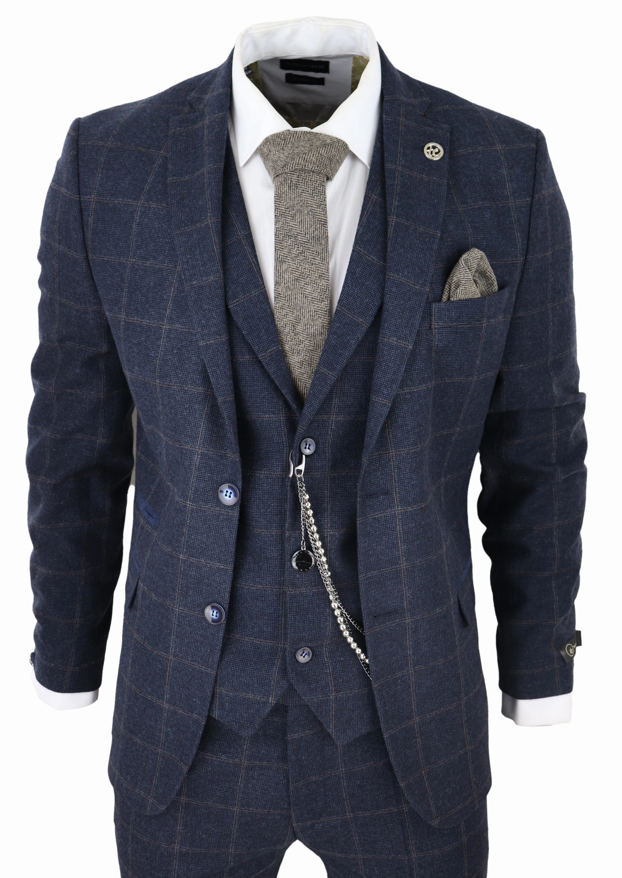 3 Piece Suit Wool Tweed Herringbone