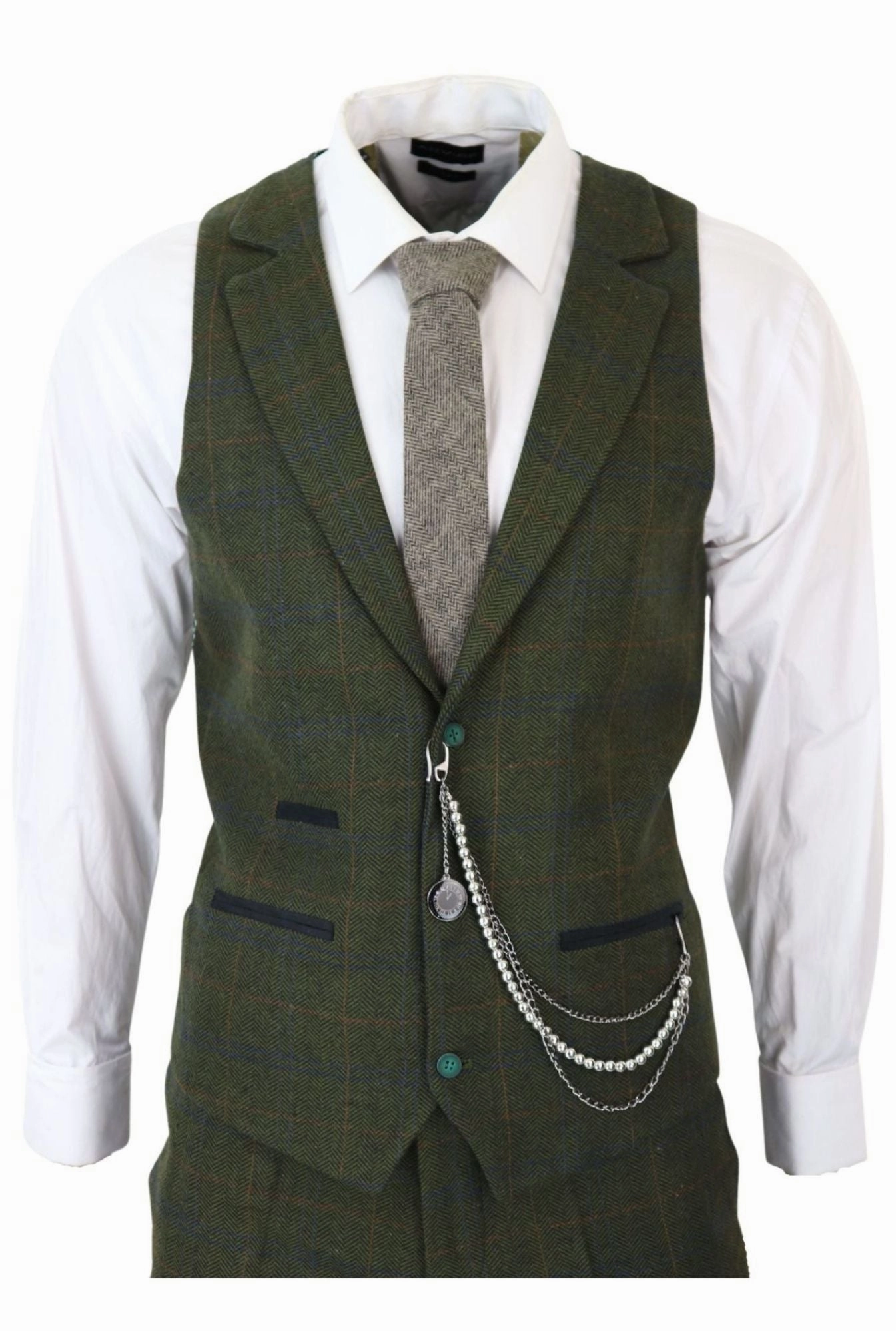 3 Piece Suit Wool Tweed Herringbone