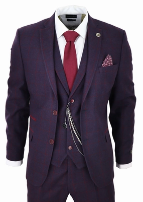 3 Piece Suit Wool Tweed Herringbone