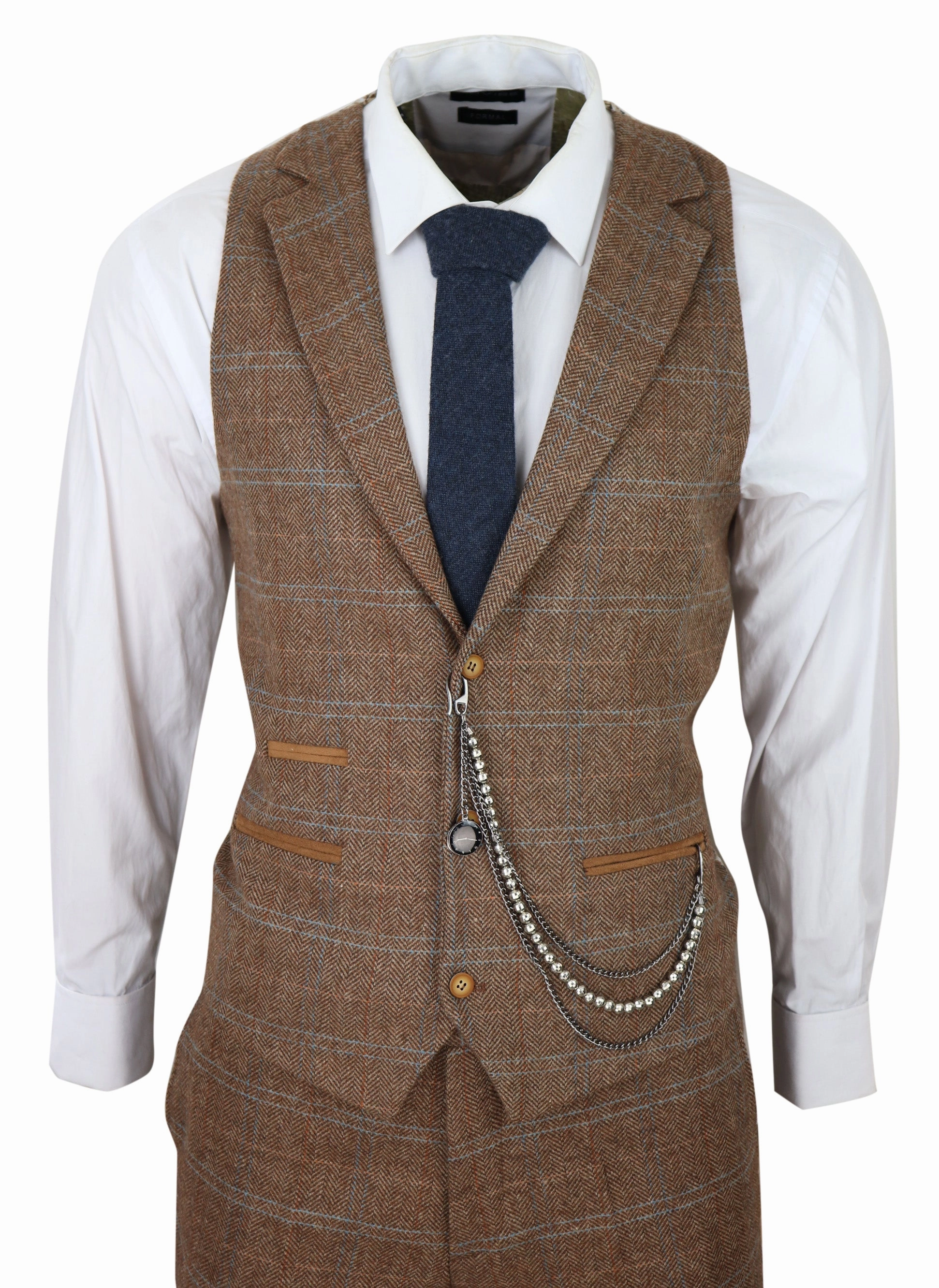 3 Piece Suit Wool Tweed Herringbone