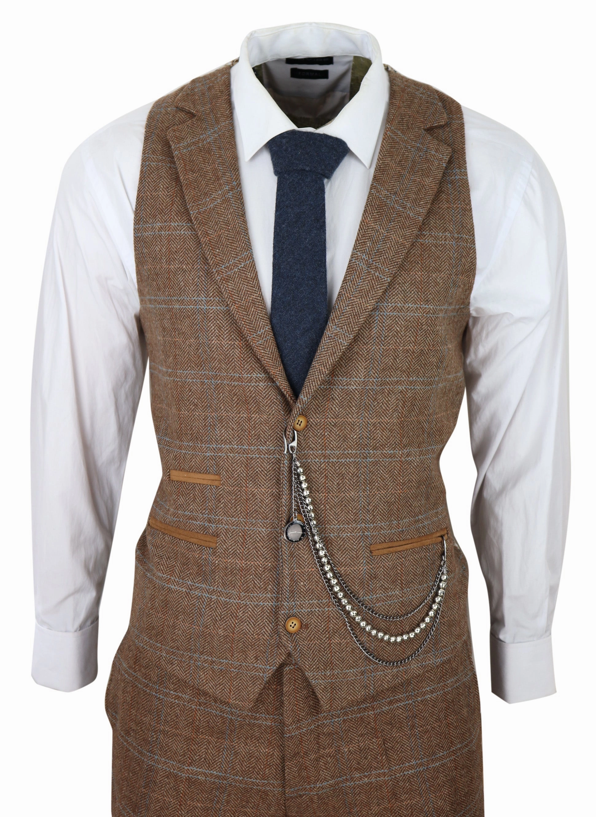 3 Piece Suit Wool Tweed Herringbone