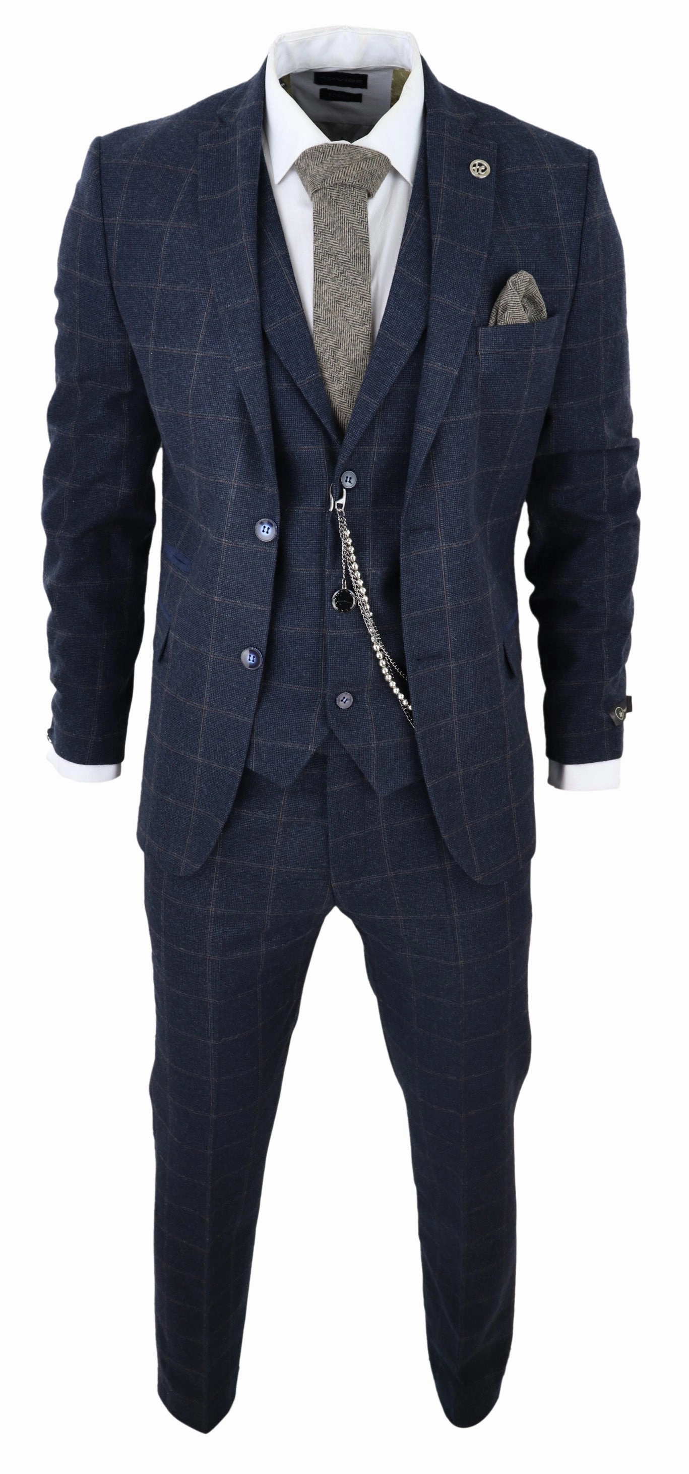3 Piece Suit Wool Tweed Herringbone