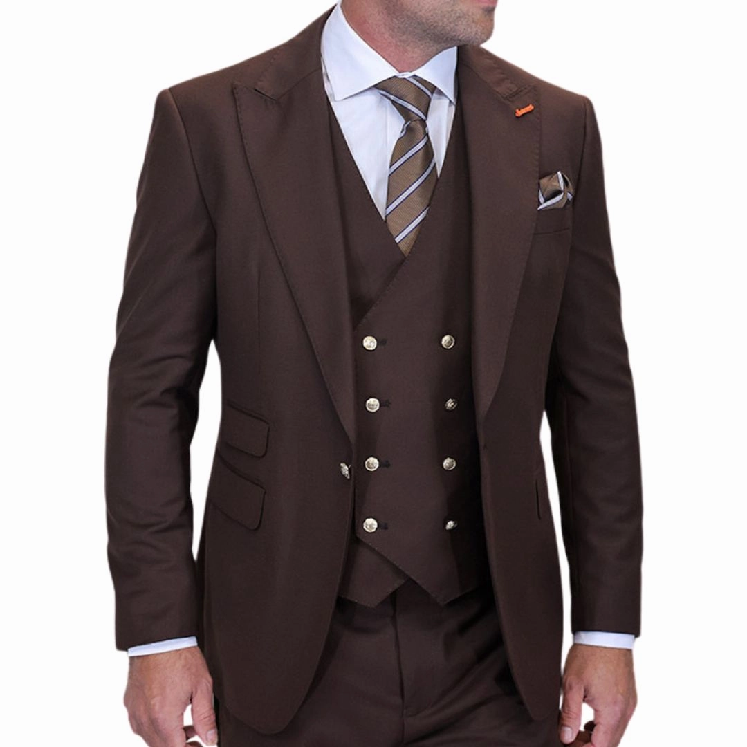 Aether Crest Collection: Statement Brown 3-Piece Modern Fit Suit