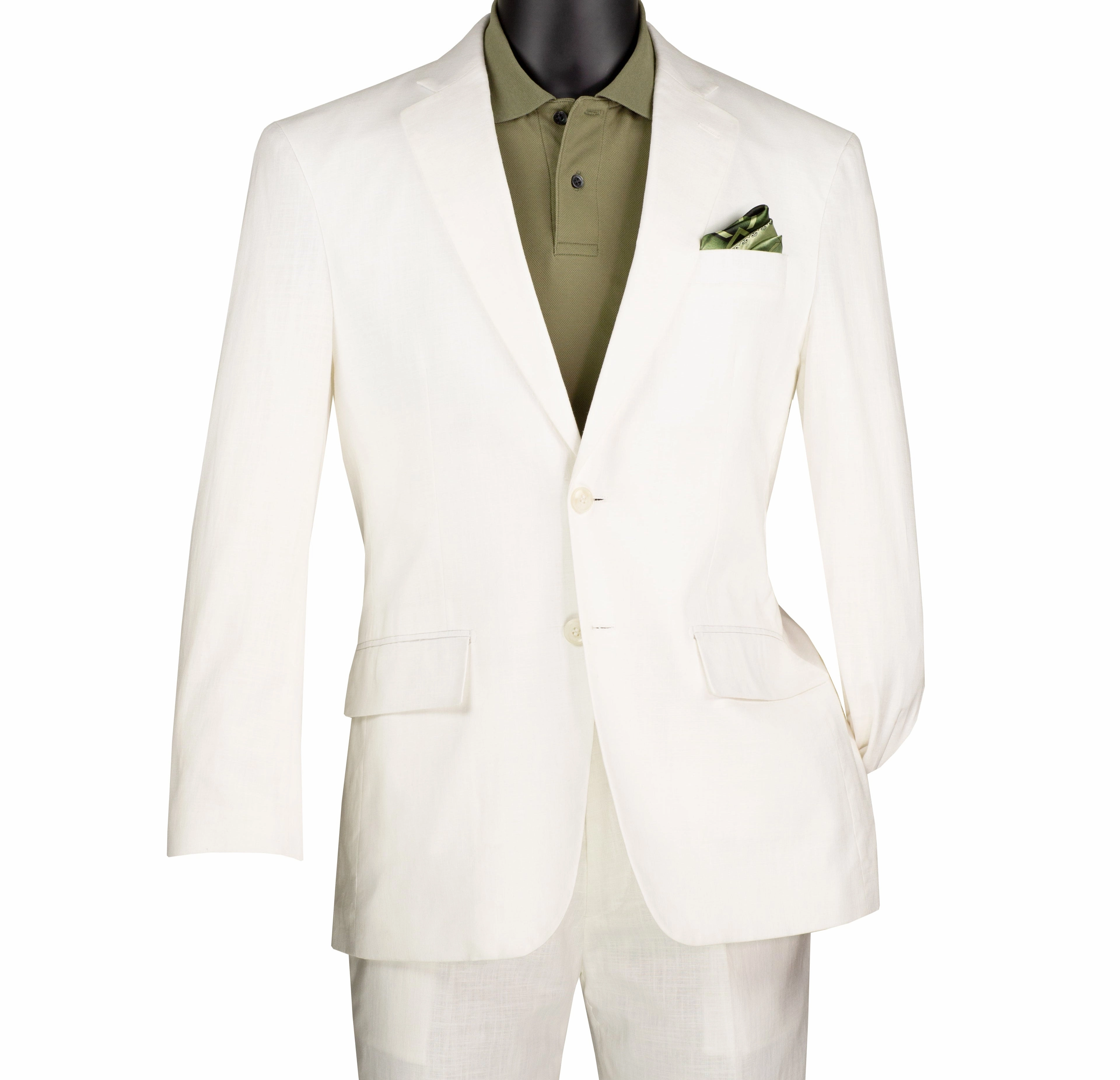 Albero Collection: White Linen Cotton Modern Fit 2-Piece Suit