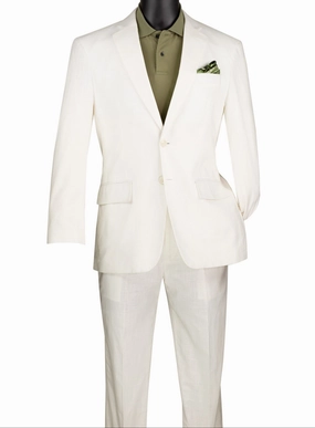 Albero Collection: White Linen Cotton Modern Fit 2-Piece Suit