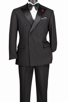 Albireo Collection: Black Double-Breasted 2-Piece Modern Fit Tuxedo
