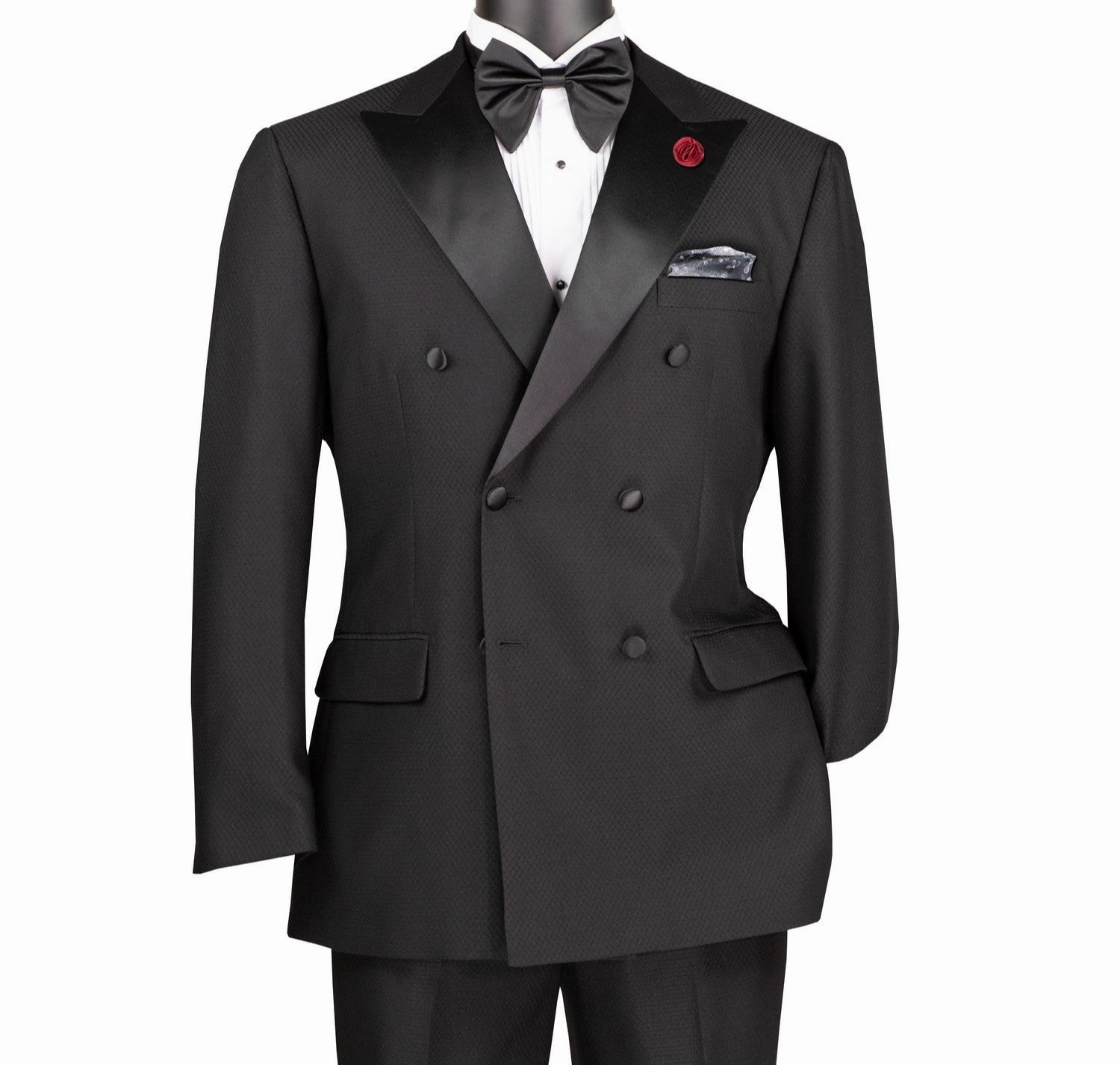 Albireo Collection: Black Double-Breasted 2-Piece Modern Fit Tuxedo