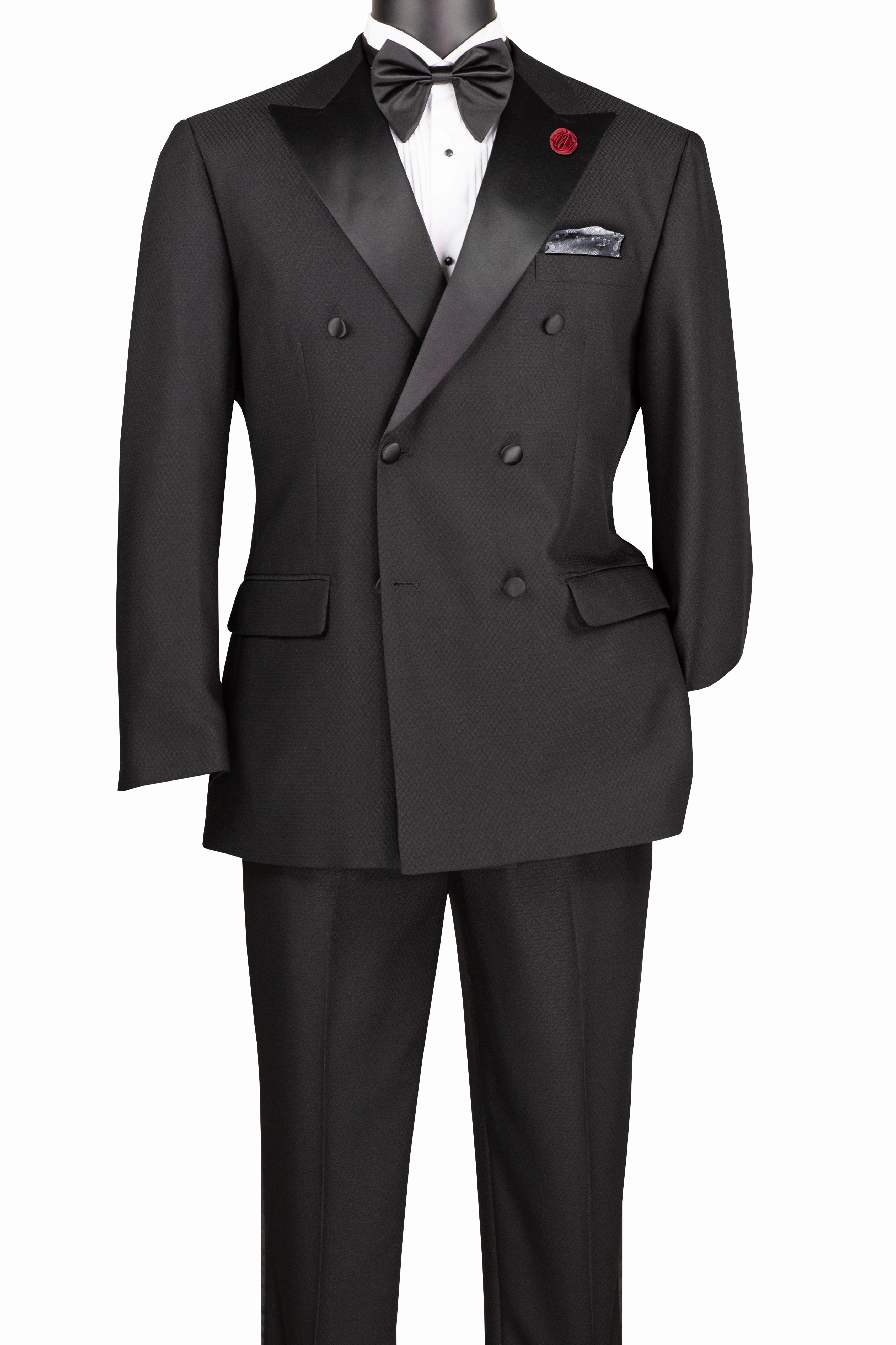 Albireo Collection: Black Double-Breasted 2-Piece Modern Fit Tuxedo