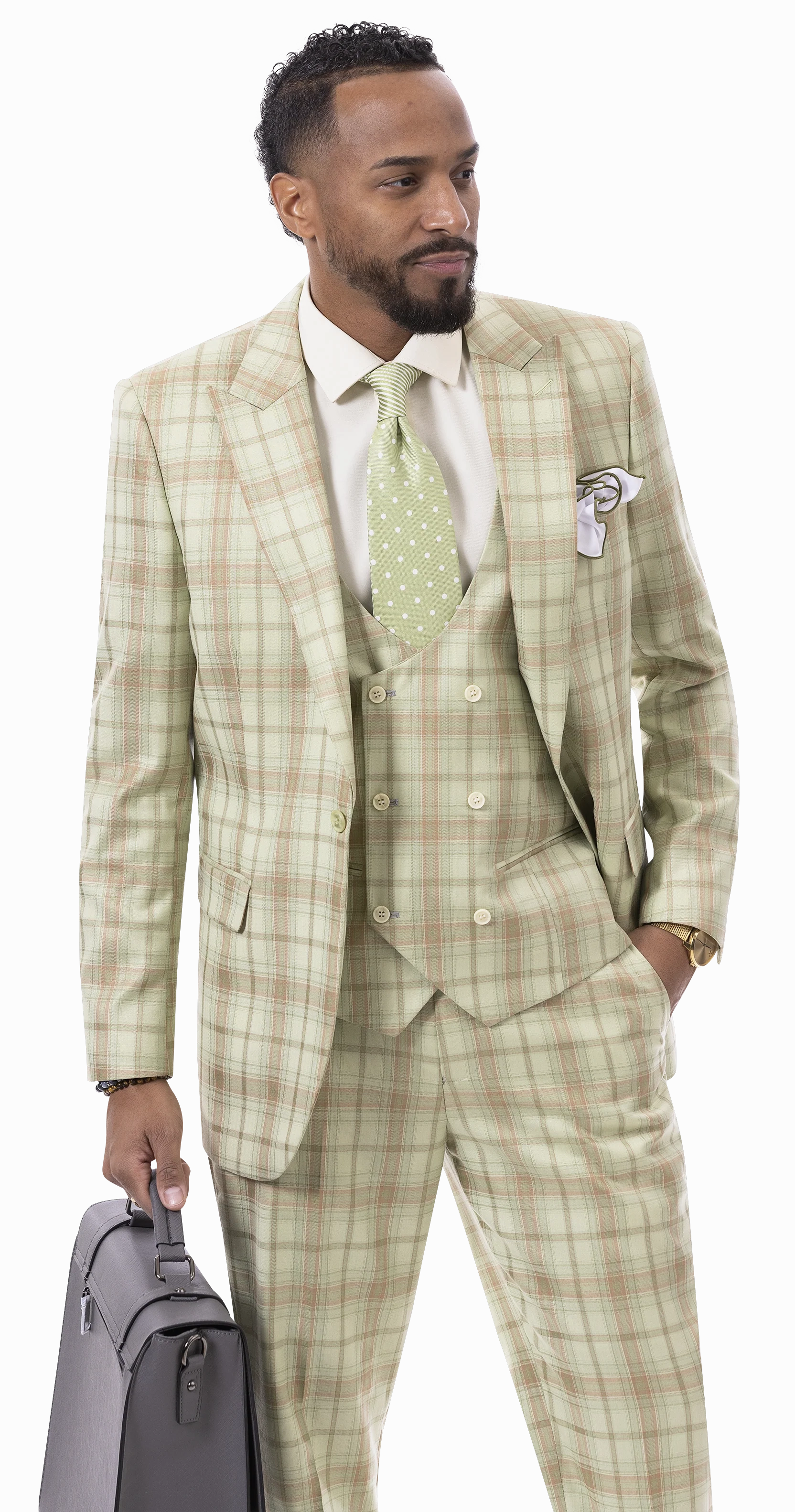 Apple Plaid Three Piece Regular Fit Fashion Suit M2785