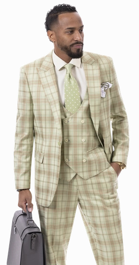 Apple Plaid Three Piece Regular Fit Fashion Suit M2785