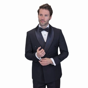Arcturus Collection: Statement Black Double-Breasted Shawl Lapel Tuxedo