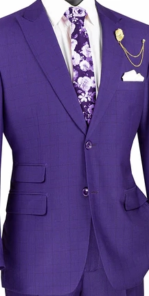 Astro Collection: Purple 2 Piece Windowpane Single Breasted Modern Fit Suit