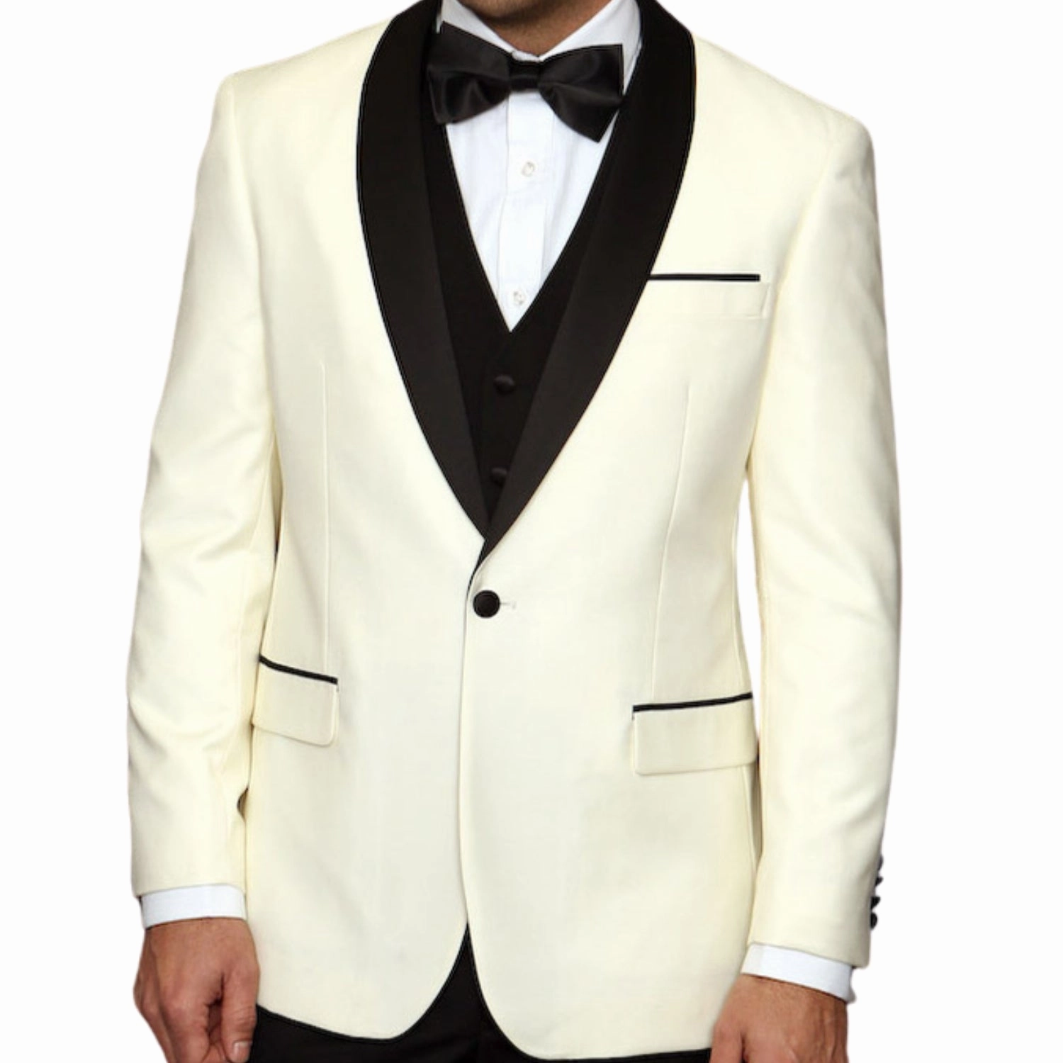 Atlas Attire Collection: 3PC Tailored Fit Tuxedo in Off White