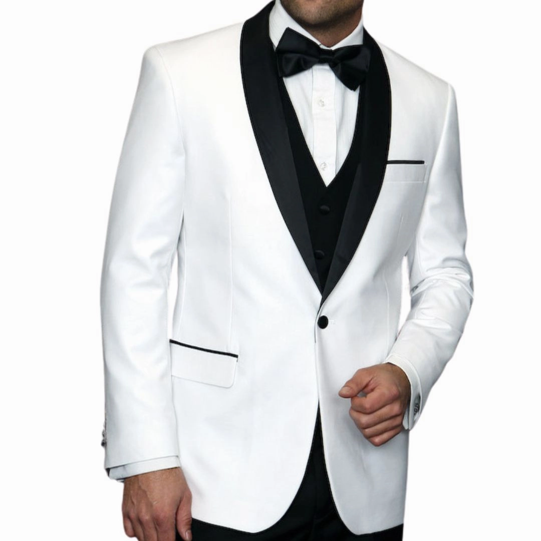Atlas Attire Collection: 3PC Tailored Fit Tuxedo in White