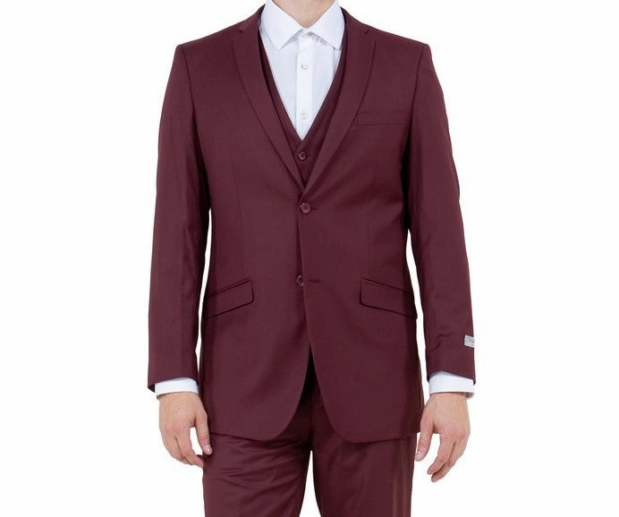 Atlas Heritage Collection: Three-Piece Solid Burgundy Suit