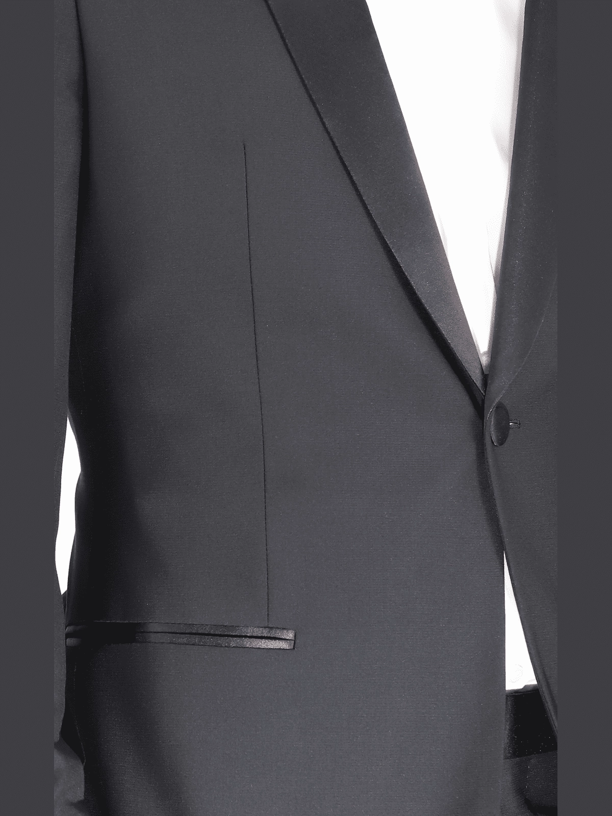Blujacket Mens Solid Black 100% Wool Trim Fit Tuxedo Suit With Satin Shawl Lapel