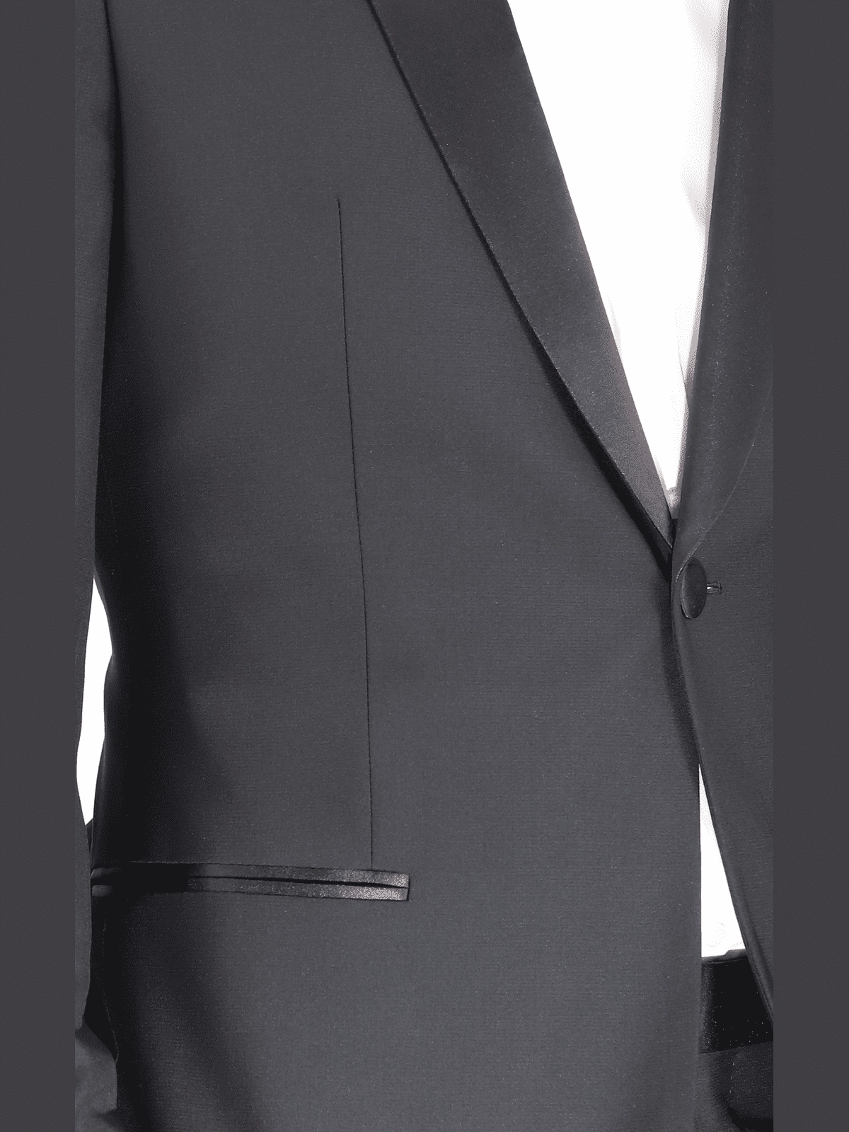 Blujacket Mens Solid Black 100% Wool Trim Fit Tuxedo Suit With Satin Shawl Lapel