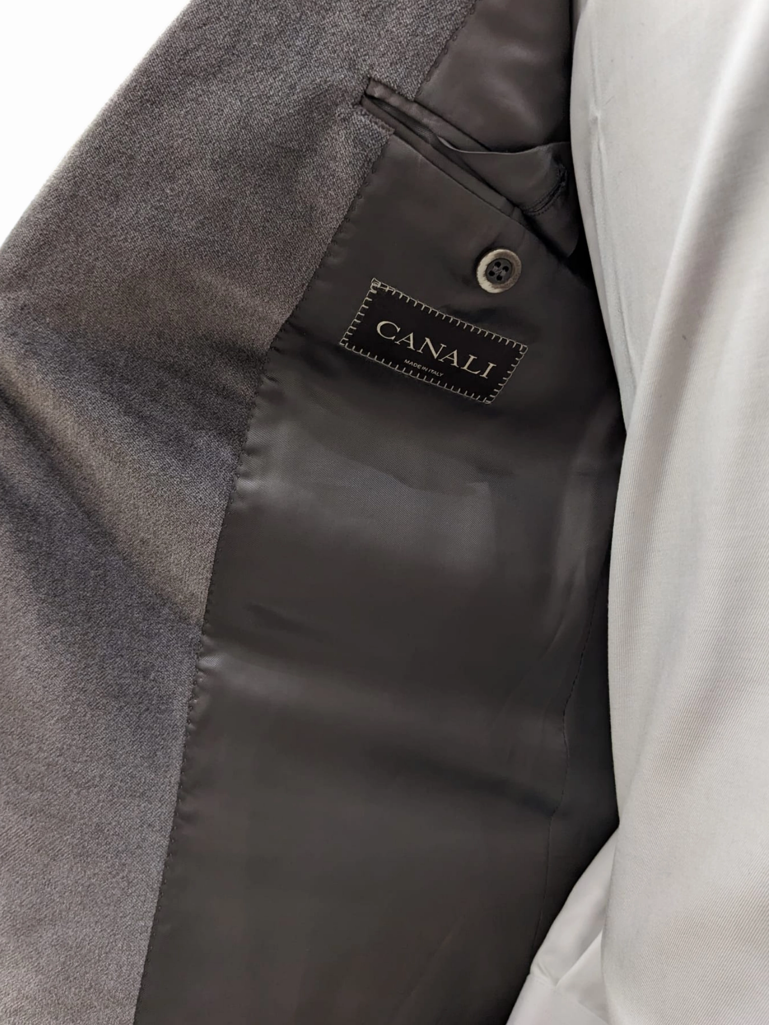 Canali Mens Gray Velvet 42L Slim Fit Cotton Cashmere 2 Piece Suit