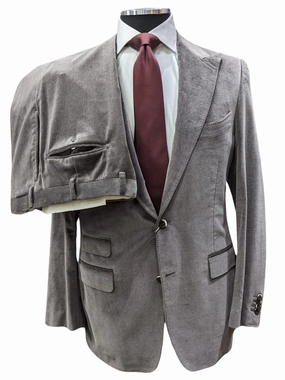 Canali Mens Gray Velvet 42L Slim Fit Cotton Cashmere 2 Piece Suit