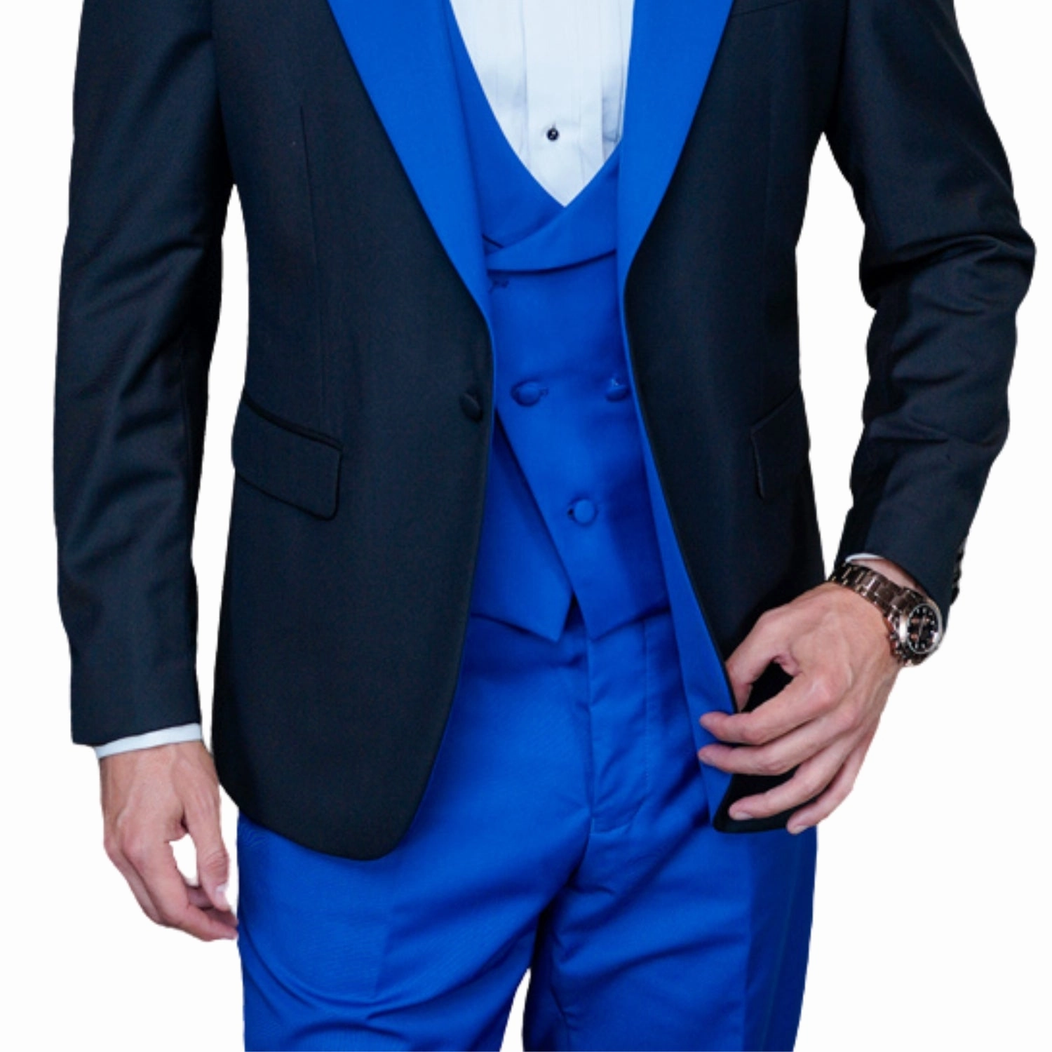 ChicChato Collection: Black Tuxedo with Royal Peak Lapel and Accents - Modern Fit