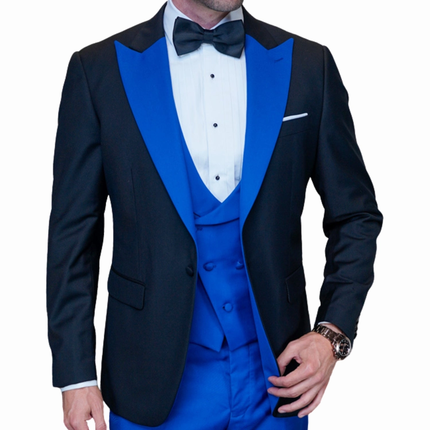 ChicChato Collection: Black Tuxedo with Royal Peak Lapel and Accents - Modern Fit