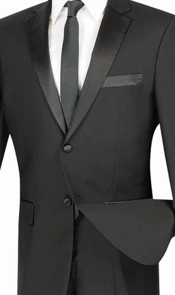 ChicCovenant Collection: Black 2 Piece Solid Color Single Breasted Slim Fit Tuxedo
