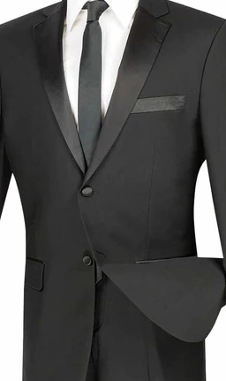 ChicCovenant Collection: Black 2 Piece Solid Color Single Breasted Slim Fit Tuxedo