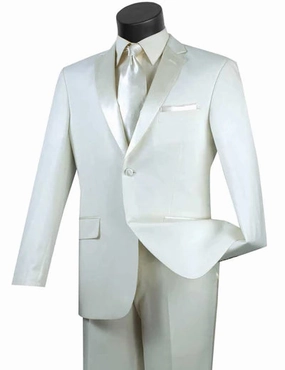 ChicCovenant Collection: Ivory 2 Piece Solid Color Single Breasted Slim Fit Tuxedo
