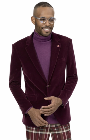 Circinus Collection: Burgundy Solid Velvet Blazer