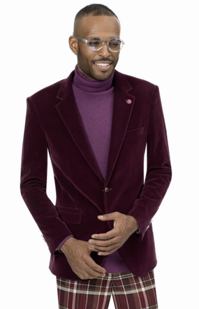 Circinus Collection: Burgundy Solid Velvet Blazer