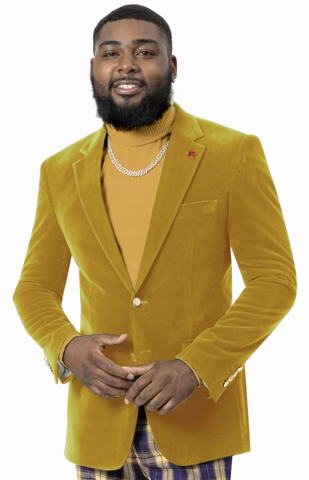 Circinus Collection: Mustard Solid Velvet Blazer