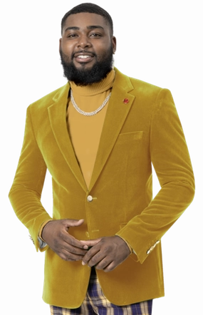 Circinus Collection: Mustard Solid Velvet Blazer