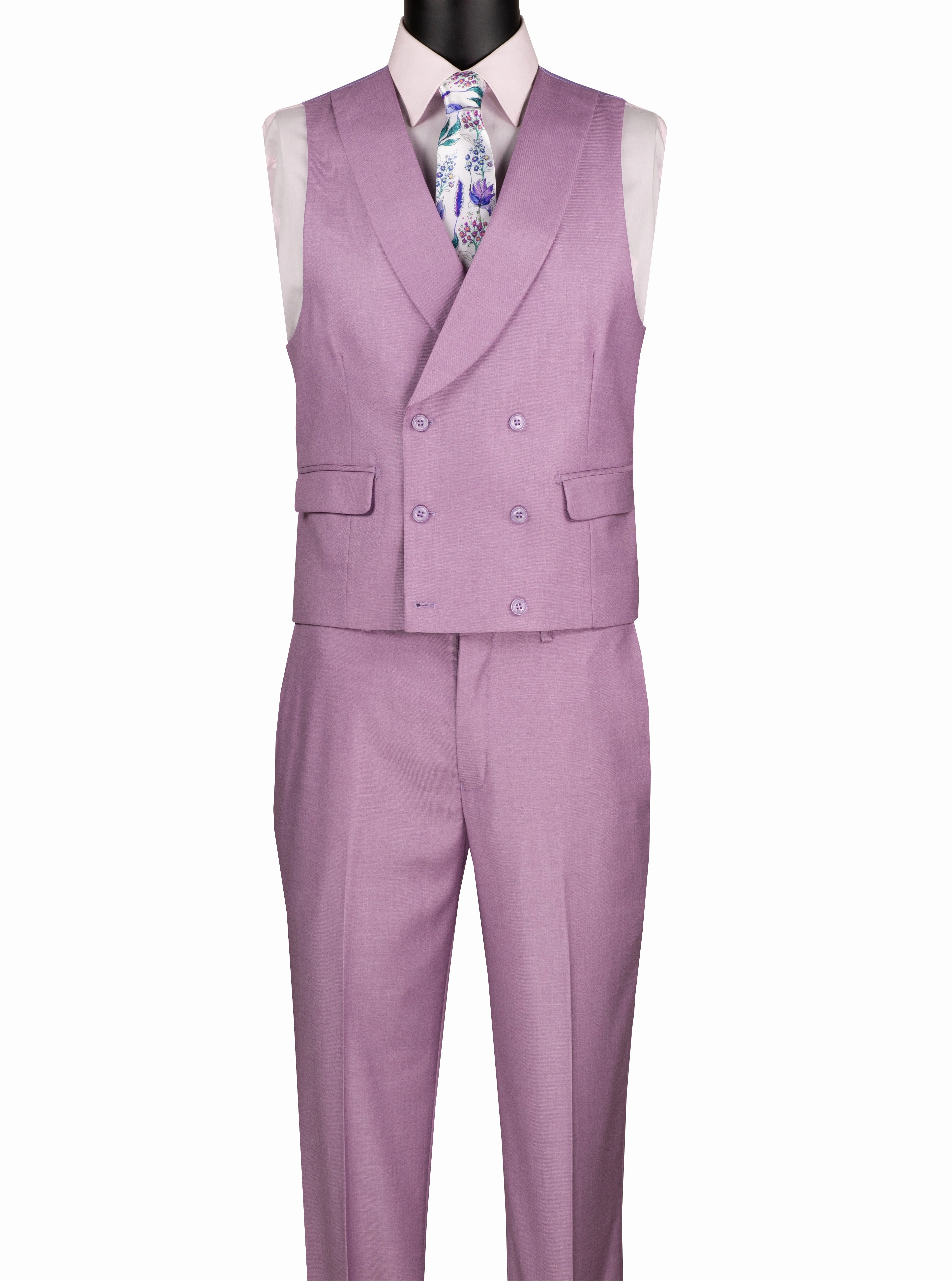 Classique Collection: Lavender 3 Piece Solid Color Single Breasted Modern Fit Suit