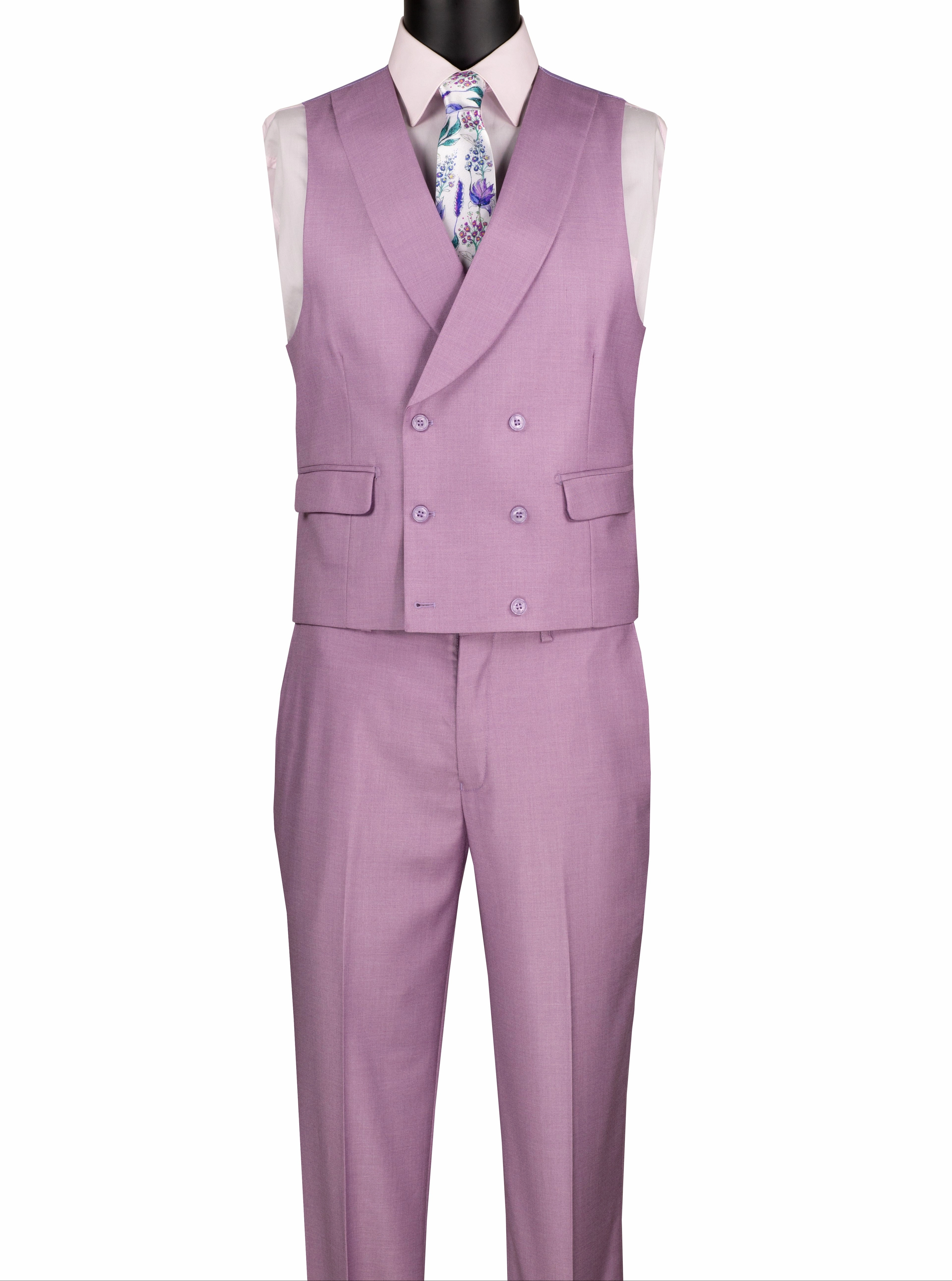 Classique Collection: Lavender 3 Piece Solid Color Single Breasted Modern Fit Suit