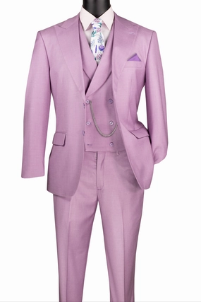 Classique Collection: Lavender 3 Piece Solid Color Single Breasted Modern Fit Suit