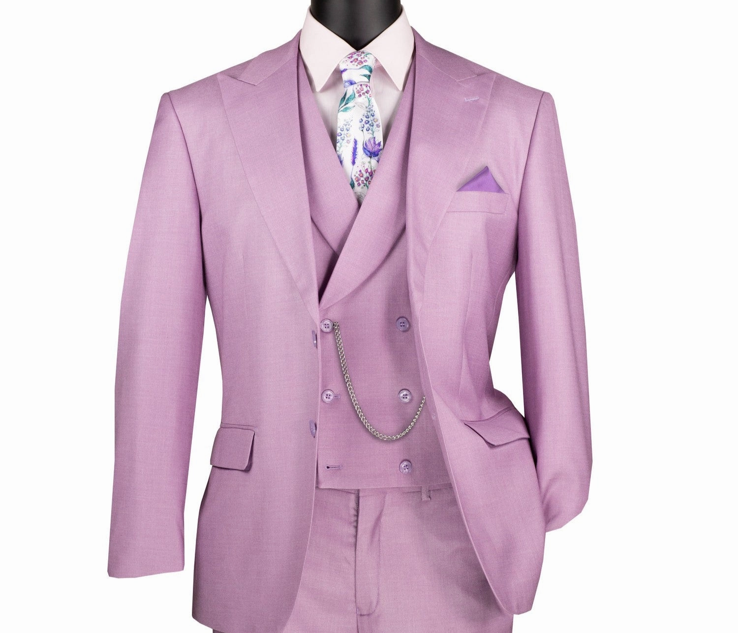Classique Collection: Lavender 3 Piece Solid Color Single Breasted Modern Fit Suit