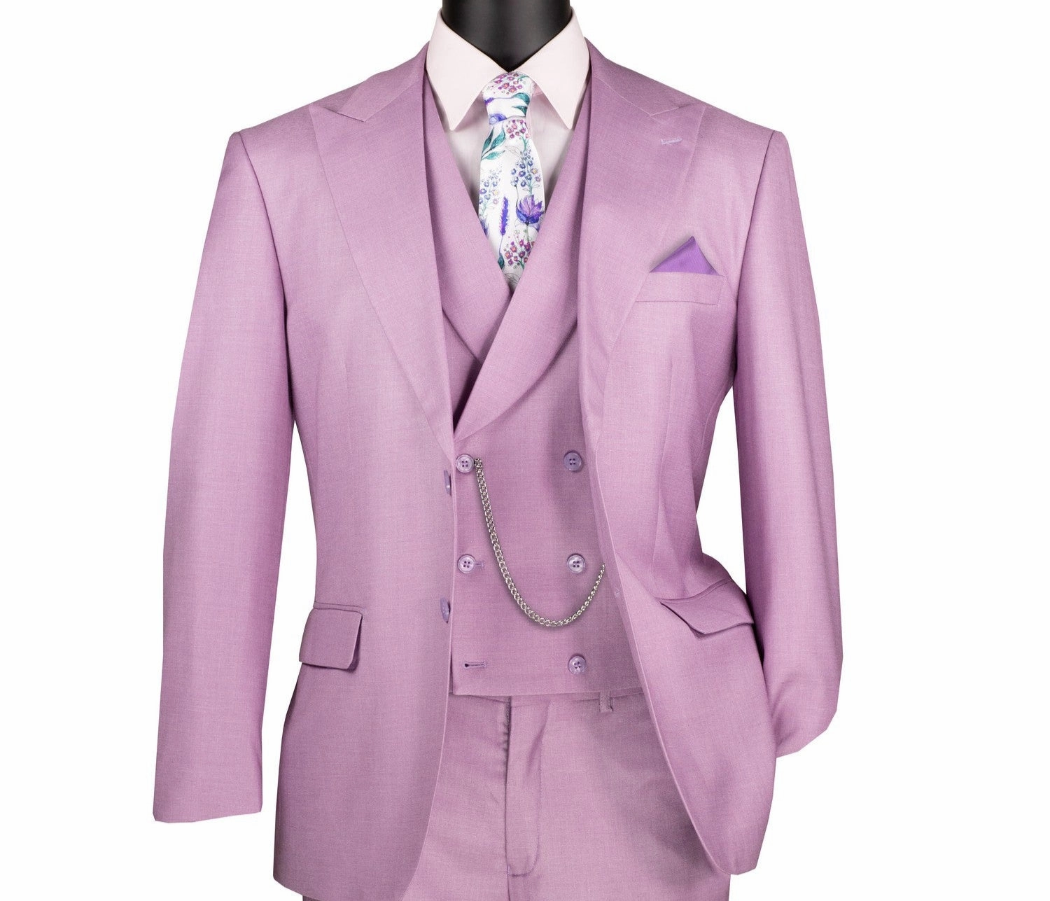 Classique Collection: Lavender 3 Piece Solid Color Single Breasted Modern Fit Suit