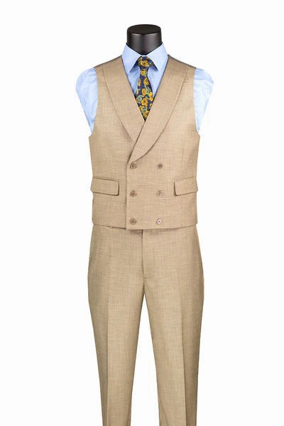 Classique Collection: Taupe 3 Piece Solid Color Single Breasted Modern Fit Suit