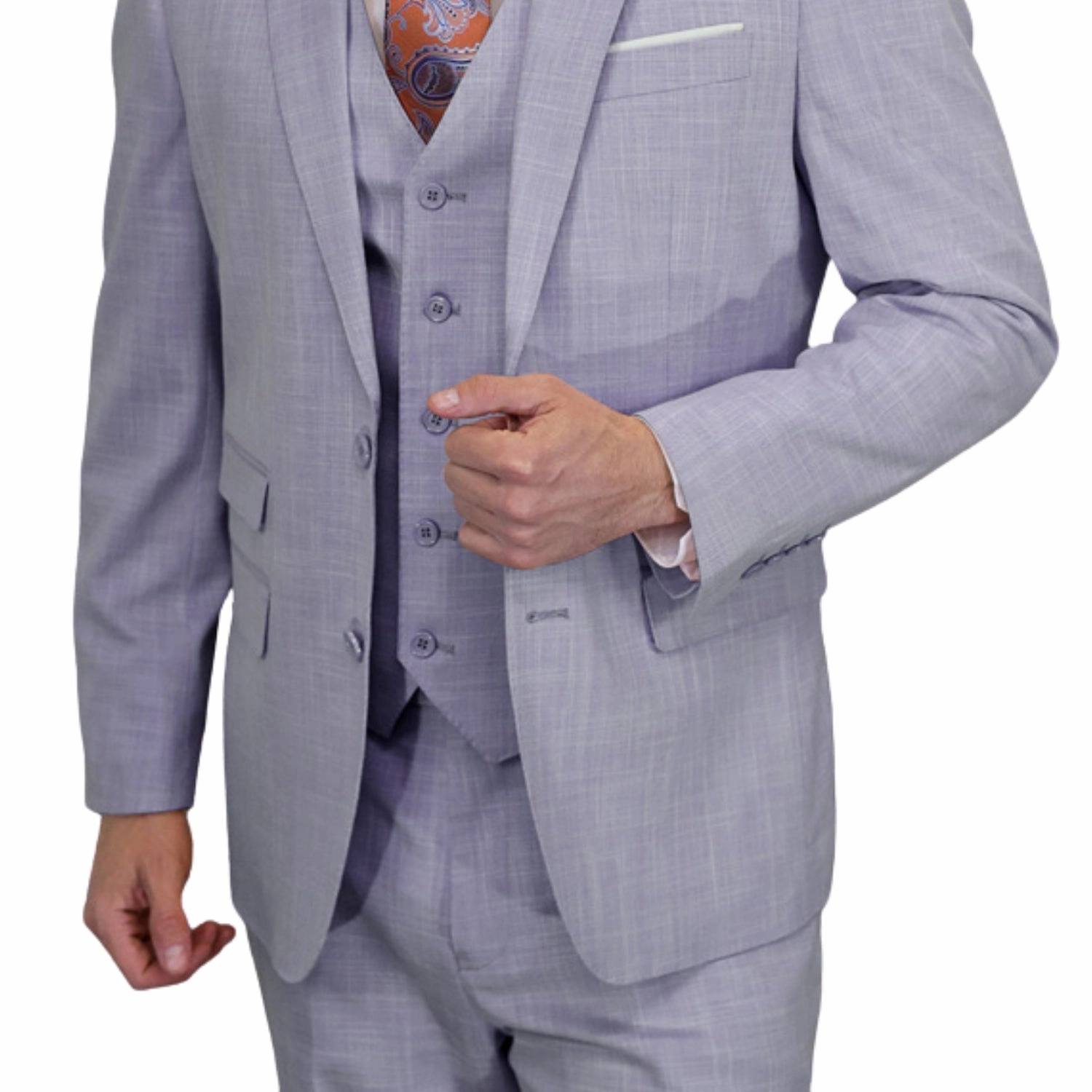 Comet Couture Collection: Lavender Sharkskin Italian Wool 3-Piece Suit – Modern Fit