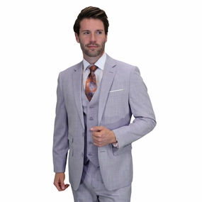 Comet Couture Collection: Lavender Sharkskin Italian Wool 3-Piece Suit – Modern Fit