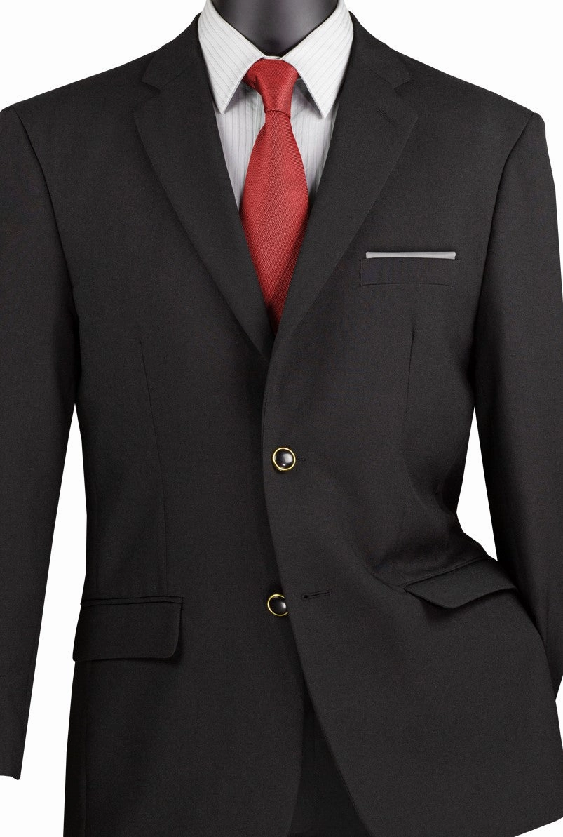 Conrad Collection: Black Solid Color Single Breasted Regular Fit Blazer