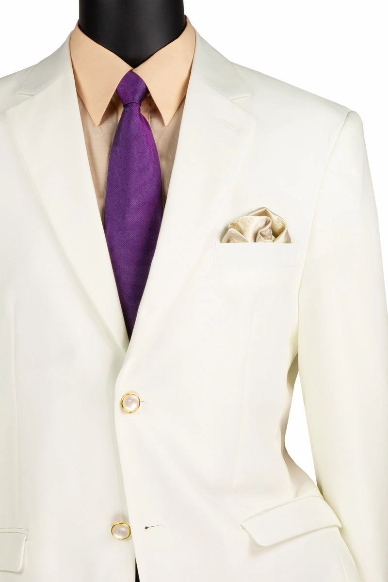 Conrad Collection: Ivory Solid Color Single Breasted Regular Fit Blazer