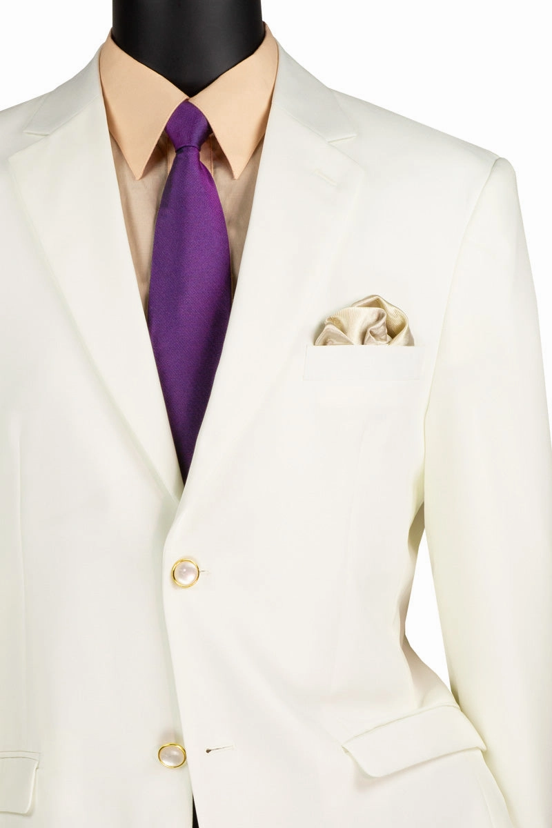 Conrad Collection: Ivory Solid Color Single Breasted Regular Fit Blazer
